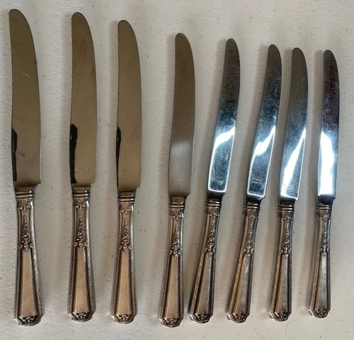 8 old 1924 Towle Sterling Silver Dinner Knifes 514 grams  start 99 free ship