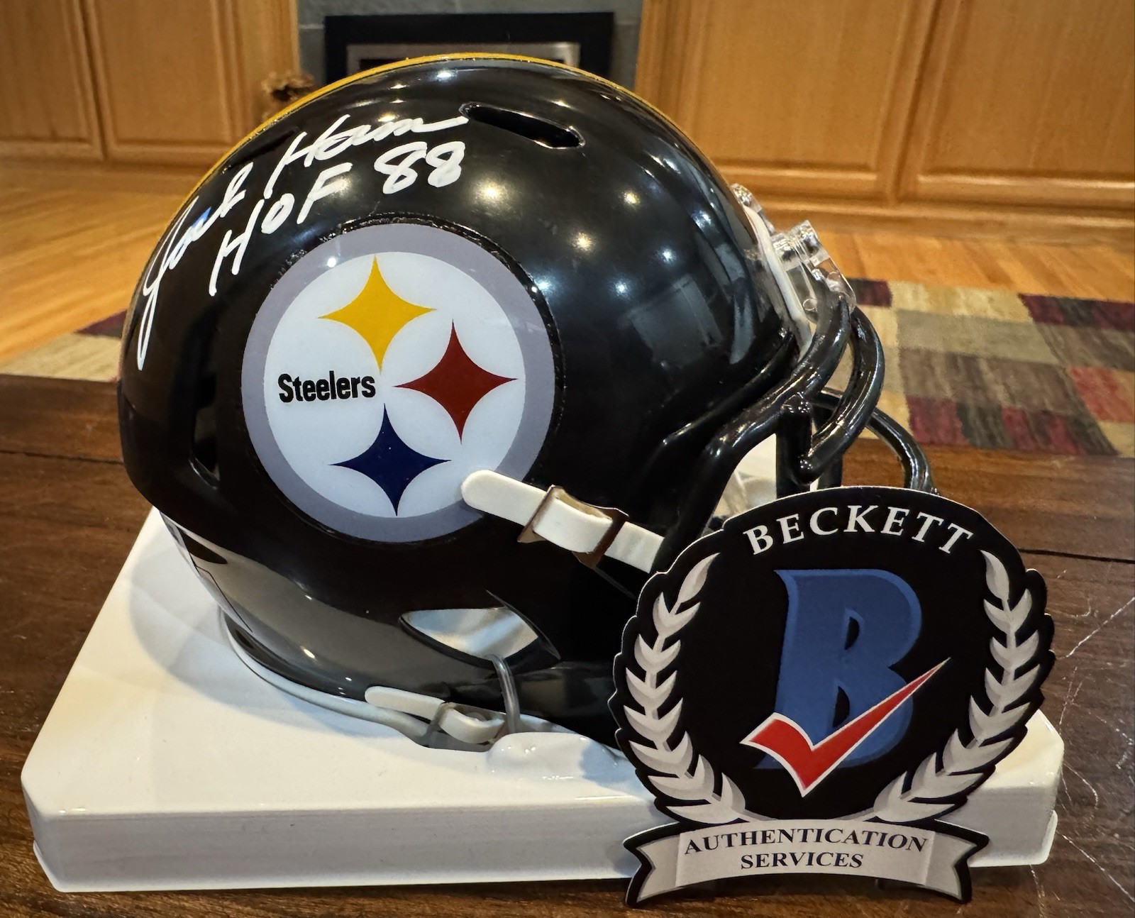 Jack Ham Autographed Signed Pittsburgh Steelers Speed Mini Helmet HOF 88 Beckett 