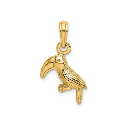 14k Gelbgold Tukan Anhänger Charm Tropischer Vogel Natur Symbol für Halskette