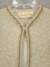Oscar de la Renta Sweater Skirt Set Womens 6 Gold Trim Cardigan Knit Vintage Sty
