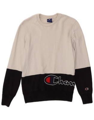 CHAMPION Herren Grafik Sweatshirt Pullover XS Weiß Colourblock Baumwolle AP18