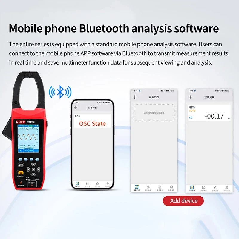 UNIT Clamp Meter Oszilloskop AC DC Stromklemme Digital Multimeter NCV Bluetooth - Bild 4 von 4