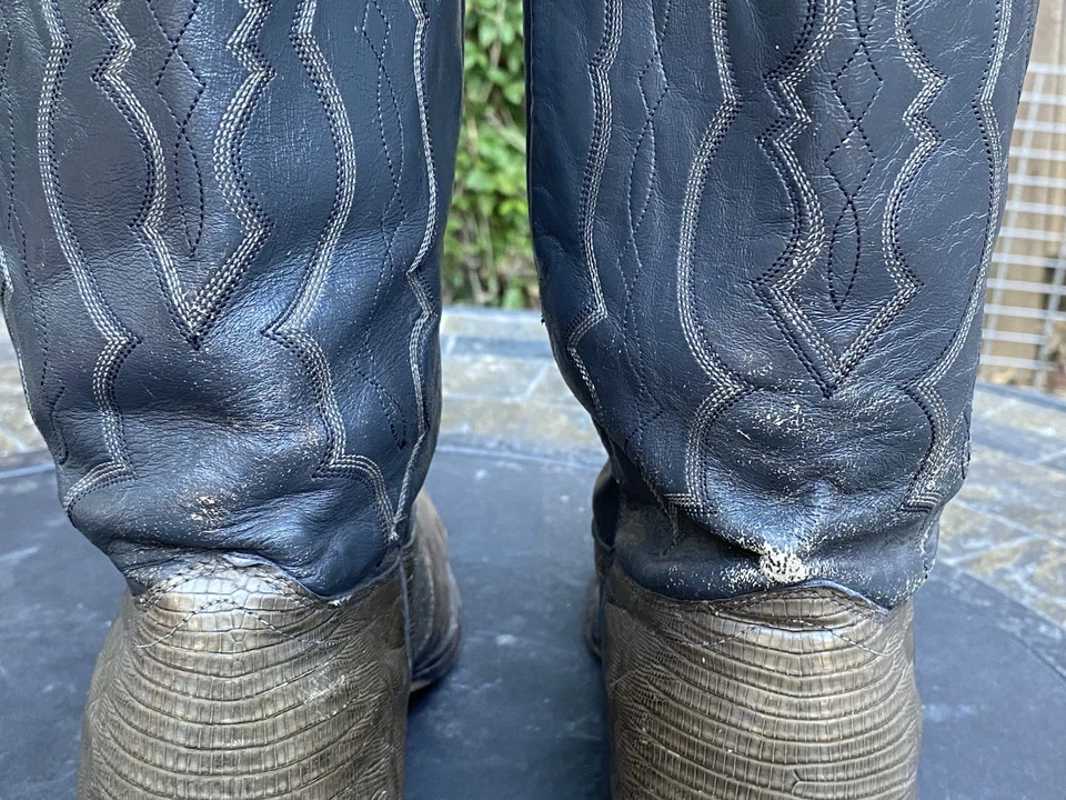 Vintage J Chisholm Exotic Lizard Western Cowboy Boots Mens Size 11 D USA Made - Image 4 of 4
