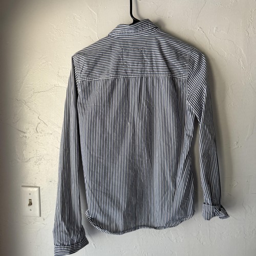 Abercrombie & Fitch Shirt Medium Blue Striped Button Down Long Sleeve Preppy - Picture 8 of 8