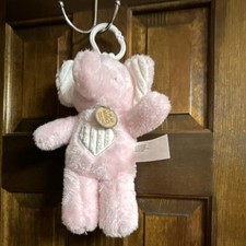 Pink Plush Elephant Baby Toy Clip-On Musical Pull, Press Tummy