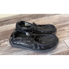 Hey Dude Wendy Disco Sequin Black Women Shoes Size 7 W