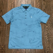 William Murray Mens Reading Green Blue Water Print Polo Golf Shirt Size. Medium
