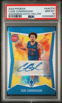 2023 Panini Phoenix Ascension Autographs Cade Cunningham #AACCH Yellow PSA 10