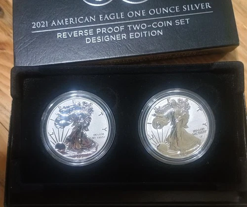 American Eagle 2021 One Ounce Silver Reverse Proof Two-Coin Set Designer Edition