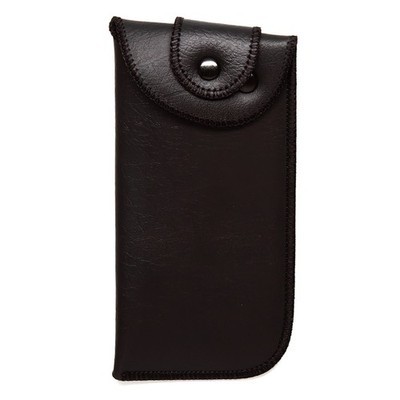 Soft Eyeglass Case Attaches to Belt Vertical Snap Loop Black or Brown PU.Leather