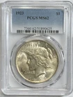 Peace Silver Dollar 1923 PCGS MS 62 Uncirculated $1 US Mint Coin