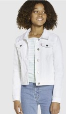 Levi's White Denim Jacket Girls L 12-13 Years Stretch Trucker