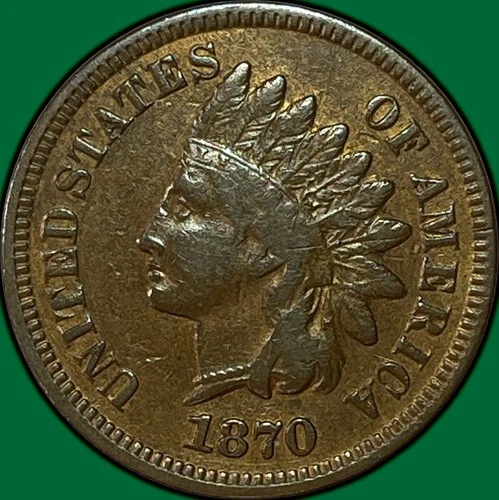 1870 Indian Head Cent Fine F Coin #36557