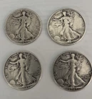 Lot of 4 Walking Liberty Half Dollar 50C 90% Silver Circulated Business Strike