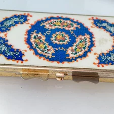 Large Vintage Enamel and Gold Tone Daily Pill Box