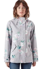 Joules  Right As Rain Coat Jacket Cool Grey Poppy Size 2