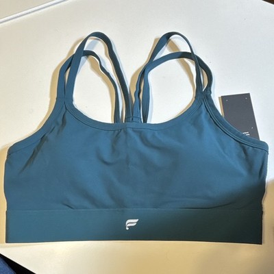 Fabletics Solid Crossback Sports Bra Wireless Pullover Logo Blue XL