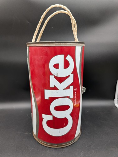 Coca-Cola Coke Can Vintage 1970's Six Pack Cooler Metal Plastic Lined Red White - Picture 5 of 17