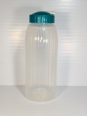 VTG Rubbermaid 32 ounce Drink Bottle Water Ribbed Blue Flip Top Lid 9'' No Straw