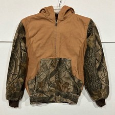 Bass Pro Shop Realtree Hardwoods Camo Jacket Youth S Brown Canvas Flaws READ