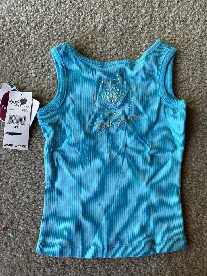 Y2K Vintage Kidcore Apple Bottoms 4T Children’s Blue Sequin  Tank Top  - Imagem 4 de 4