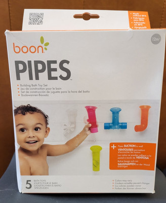 Boon Pipes for Toddler Bath Play Multi Color Sunction For Tubs