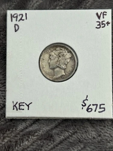 KEY VF+/XF 1921-D Mercury Dime, GUARANTEED AUTHENTIC/ORIGINAL!