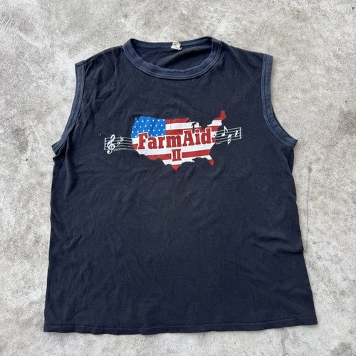 Farm Aid 2 Tour Concert Shirt Sleeveless XL Winterl 1980s vintage concert t-shirt, vintage, size XL, single stitch, B+ condition