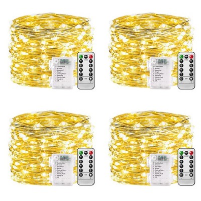 Batterie Lichterkette - 4er Pack, 10m 100 LED Kupferdraht Lichterkette, 8 Modi Rem