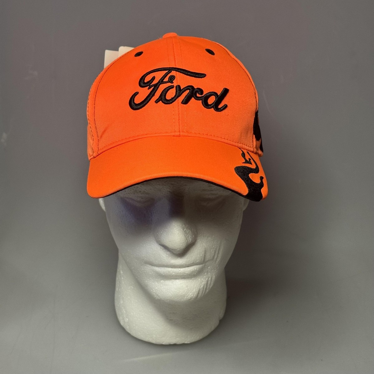 Ford Hat Cap Mens One Size Strap Back Orange Flame Embroidered