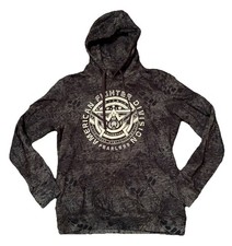 Teen Men  s Gray Black American Fighter Pullover Hoodie Sweatshirt Size Large L