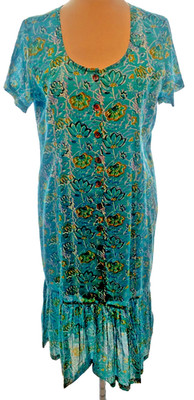 Adini 100% Baumwolle Kleid Kurzarm Knopfleiste Rundhals gefüttert Gr. S