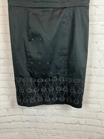 ANN TAYLOR PETITES black embroidered boned corset cotton blend dress size 16P