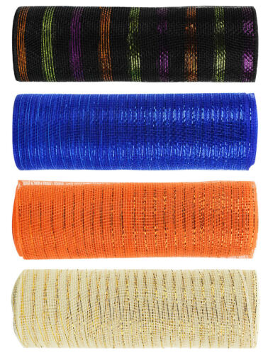 10 Yards Christmas Metallic Mesh Ribbon Deco DIY Wreath Xmas Tree Gift Wrap - Picture 9 of 32