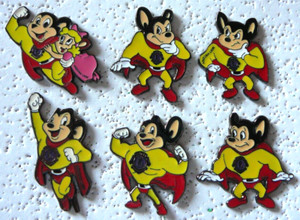 Lions Club Pins - MIGHTY MOUSE, CRIME FIGHTER SET  (6 Pins)