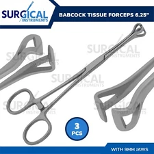 3 Pcs Babcock Intestinal Tissue Forceps 6.25" With 9mm Jaws German Grade