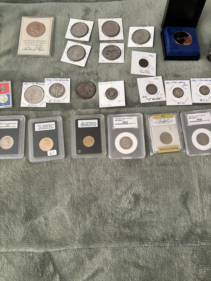 Silver Coins And Box Set Gold Plated , Silver And Half’s And