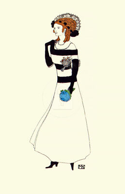 Wiener Werkstatte Postcard 275 Mela Koehler, Fashion 1910 COPY