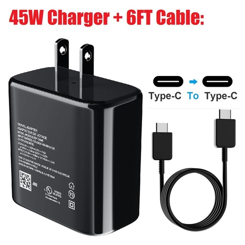 45W USB-C Type C PD Fast Wall Charger 6FT Cable For Samsung Galaxy S23 S22 Ultra - Picture 5 of 15