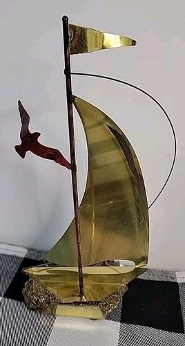 Mid Century Modern Sailboat on Amethyst Vintage Nautical - Picture 2 of 17