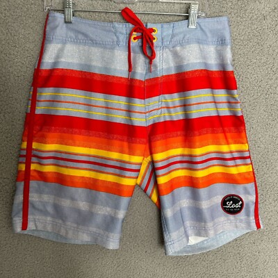 Lost Board Shorts Mens Size 32 Multicolor Stripes Swim Trunks