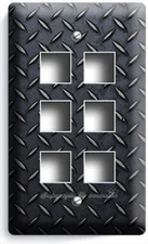 RUSTIC INDUSTRIAL DIAMOND METAL STYLE LIGHT SWITCH OUTLET WALL PLATES ROOM DECOR