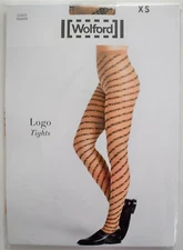 $67 NEW Authentic WOLFORD LOGO Printed Matte Finish 20DEN Tights XS