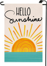 Summer Hello Sunshine Garden Flag 12X18 Inch Double Sided Small Burlap Sun and S