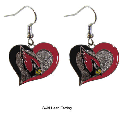 NWT Aminco NFL Arizona Cardinals Swirl Heart Shaped Earring Dangle Charm