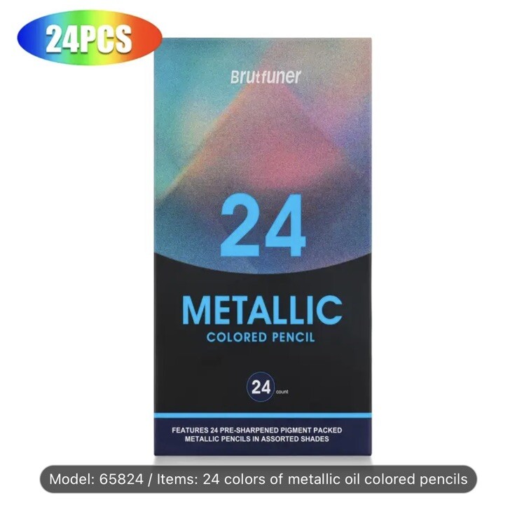 24 Metallic Colored Pencils by Brutfuner - Free Shipping Included-image