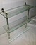 vintage 3 tier wall hanging glass & chrome bathroom shelves bamboo motif 1960s
