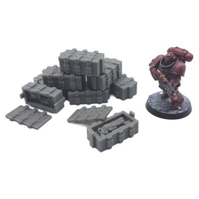 Waffen Munition Aufbewahrungskisten 28 mm Streugelände Landschaft Tischplatte grimdark Sci-Fi
