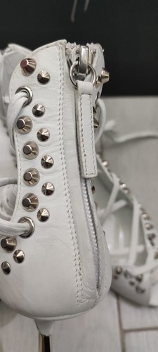 Giuseppe Zanotti Sandalia Zapato Piel Blanco Mujer Cn Tachuelas Talla Ue 34,5 - Imagen 5 de 9