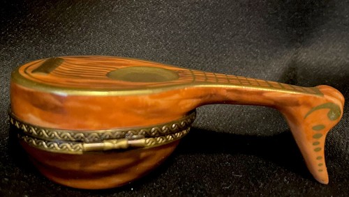 LIMOGES Peint Main France ~ MANDORE/MANDOLIN BOX By Parry Vielle - Picture 3 of 10